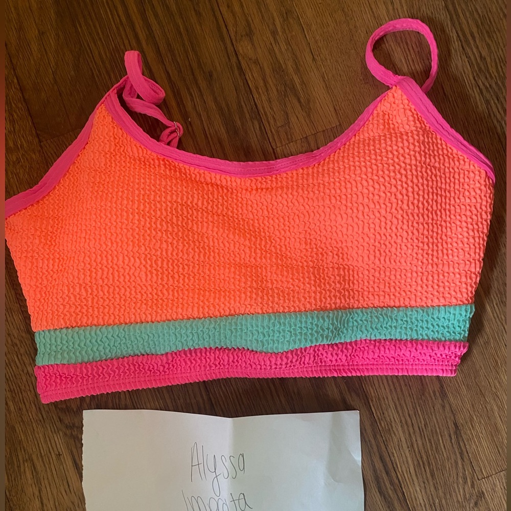 Pink Lily do not disturb ribbed swim top
